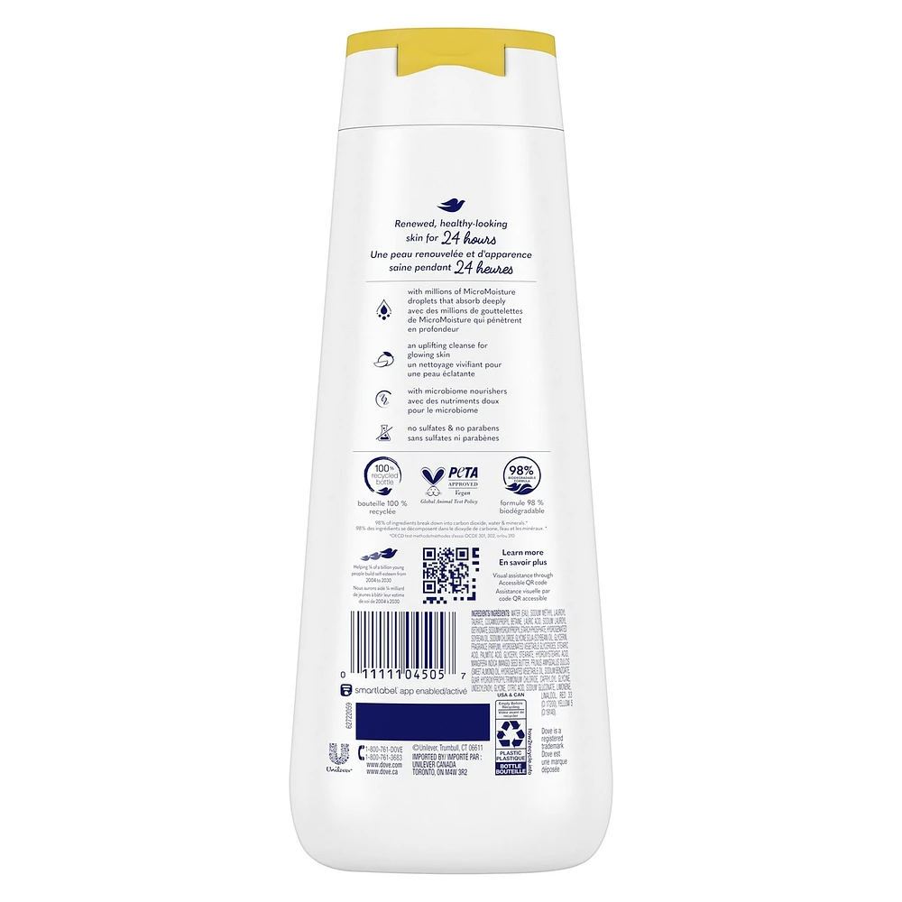 Glowing Body Wash for renewed, healthy-looking skin Mango & Almond Butters gentle body cleanser nourishes the skin