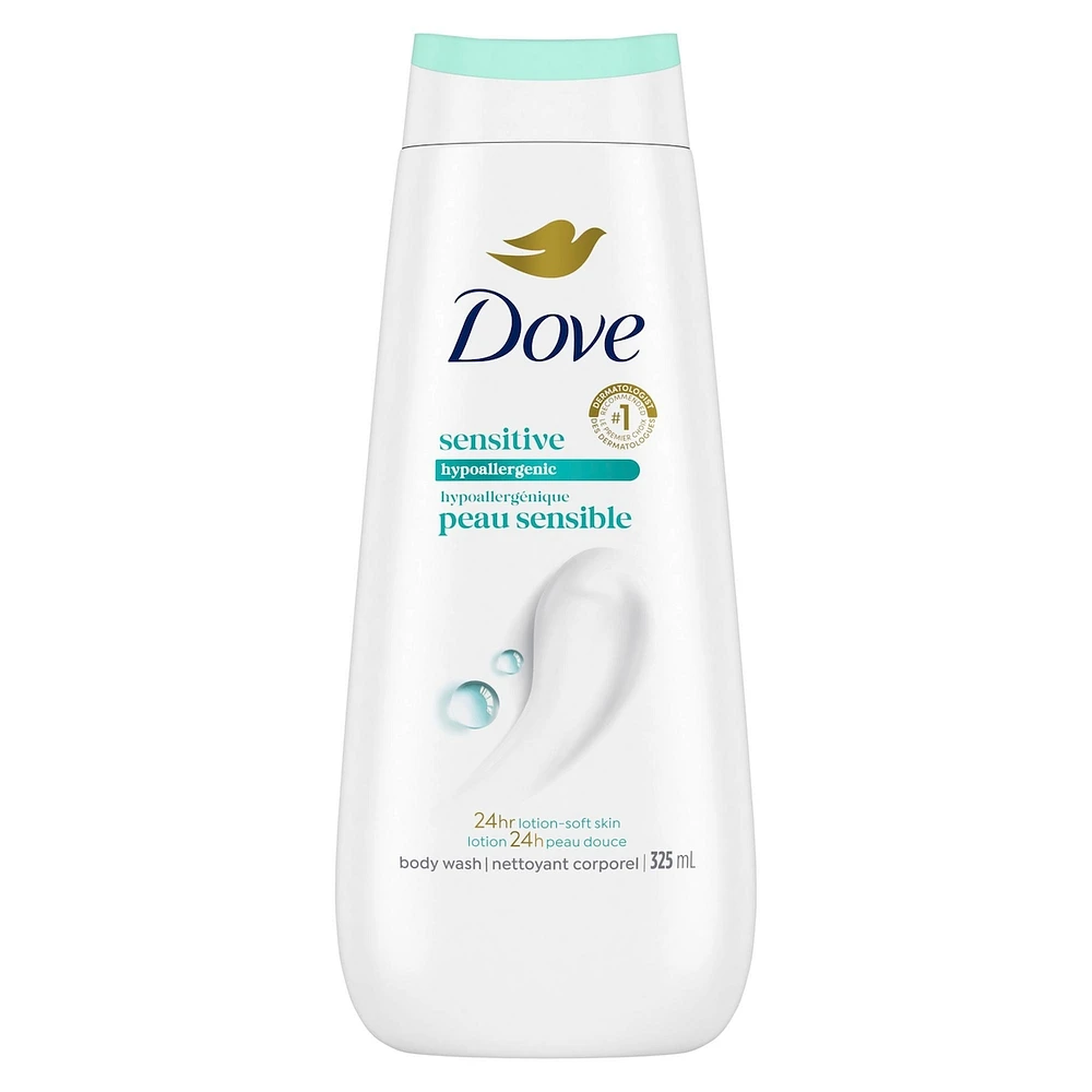 Dove Sensitive Skin Body Wash for renewed, healthy-looking skin Hypoallergenic gentle body cleanser nourishes your skin 325 ml