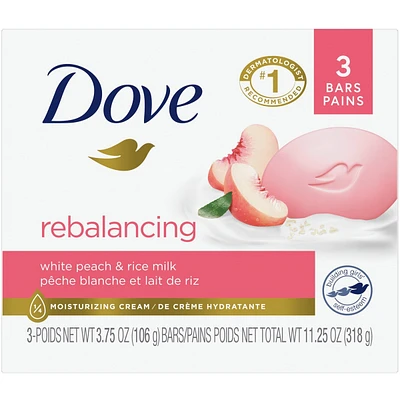 Beauty Bar Gentle Cleanser Moisturizes To Help Rebalance Skin Peach and Rice Milk Gentle Bar Soap Cleanser Made with 1/4 Moisturizing Cream