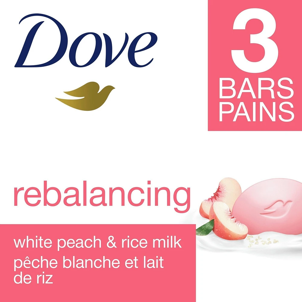 Beauty Bar Gentle Cleanser Moisturizes To Help Rebalance Skin Peach and Rice Milk Gentle Bar Soap Cleanser Made with 1/4 Moisturizing Cream
