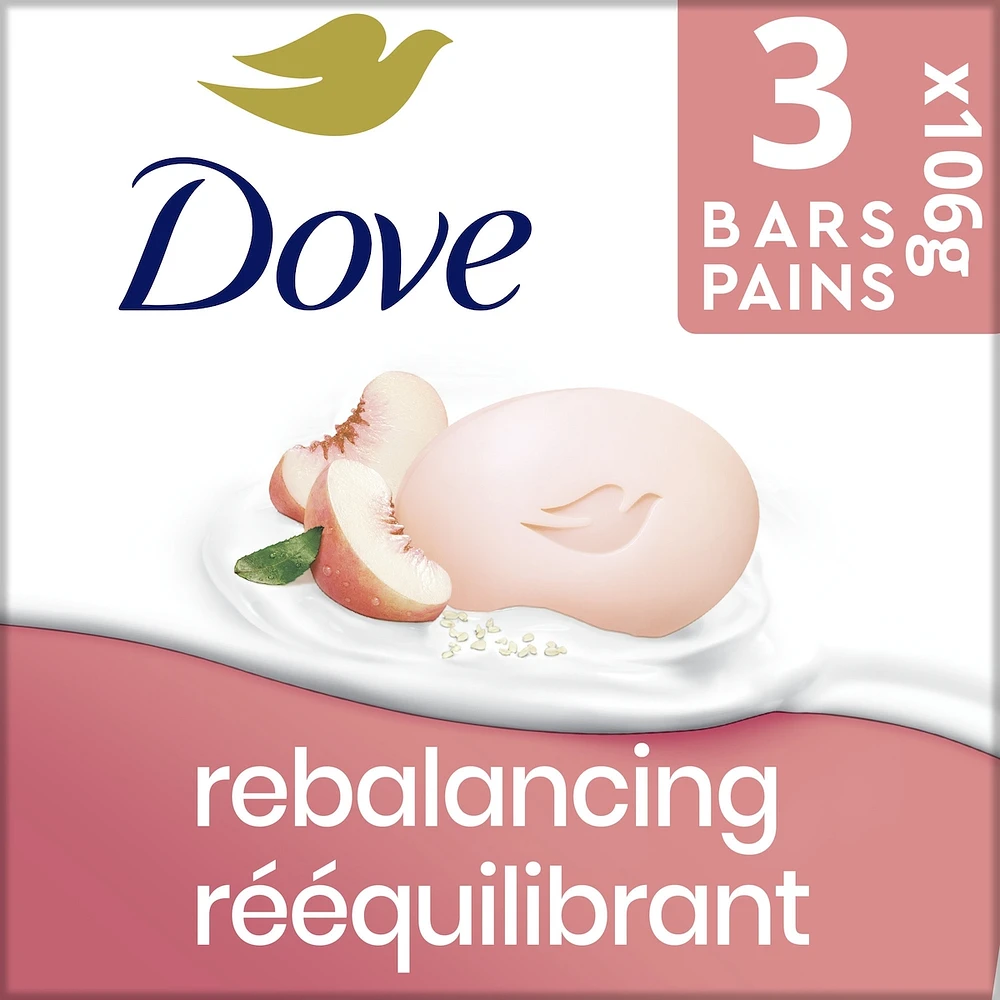 Beauty Bar Gentle Cleanser Moisturizes To Help Rebalance Skin Peach and Rice Milk Gentle Bar Soap Cleanser Made with 1/4 Moisturizing Cream