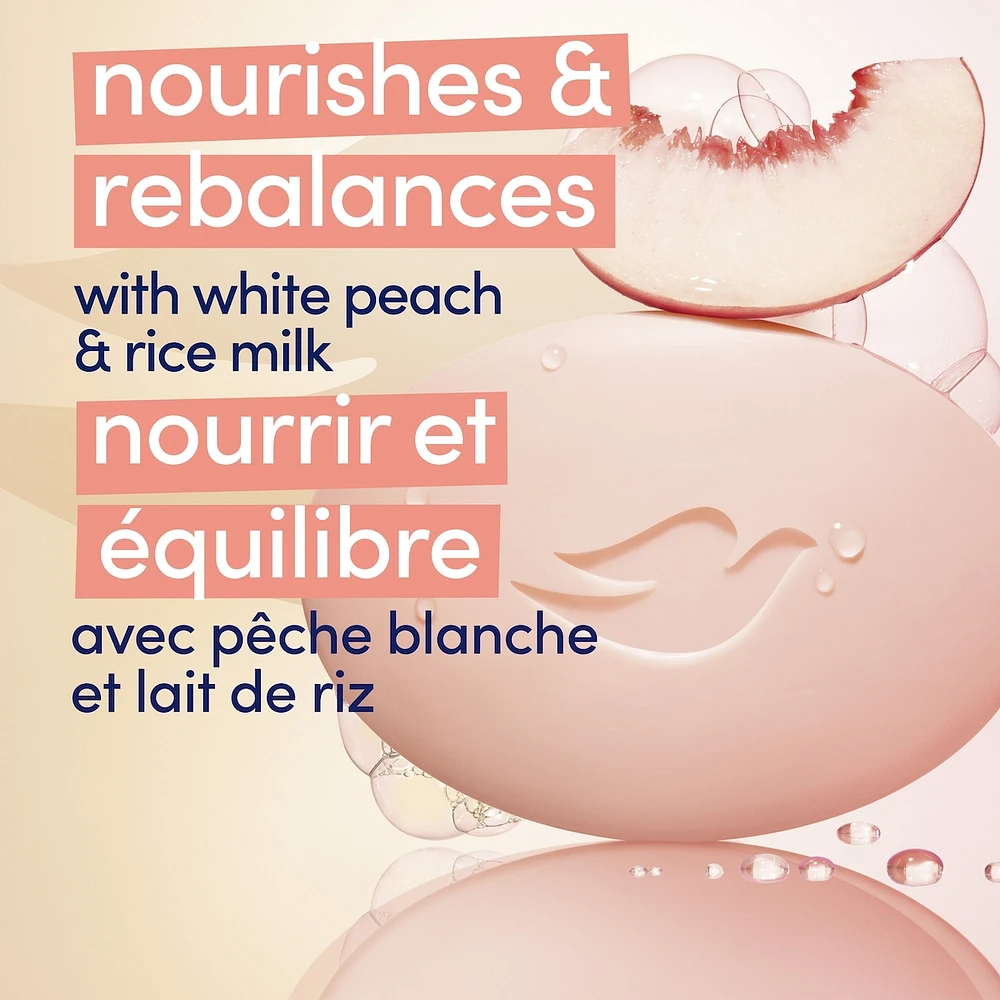 Beauty Bar Gentle Cleanser Moisturizes To Help Rebalance Skin Peach and Rice Milk Gentle Bar Soap Cleanser Made with 1/4 Moisturizing Cream