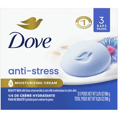 Beauty Bar Gentle Cleanser Moisturizes To Calm Skin Anti-Stress Cream Bar Gentle Bar Soap Cleanser Made With 1/4 Moisturizing Cream 3 count
