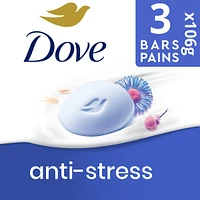 Pain de Beauté Nettoyant Doux hydrate pour calmer la peau Dove  pain crémeux anti-stress pain de savon doux avec 1/4 de crème hydratante 3 unités