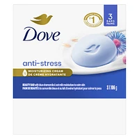Pain de Beauté Nettoyant Doux hydrate pour calmer la peau Dove  pain crémeux anti-stress pain de savon doux avec 1/4 de crème hydratante 3 unités