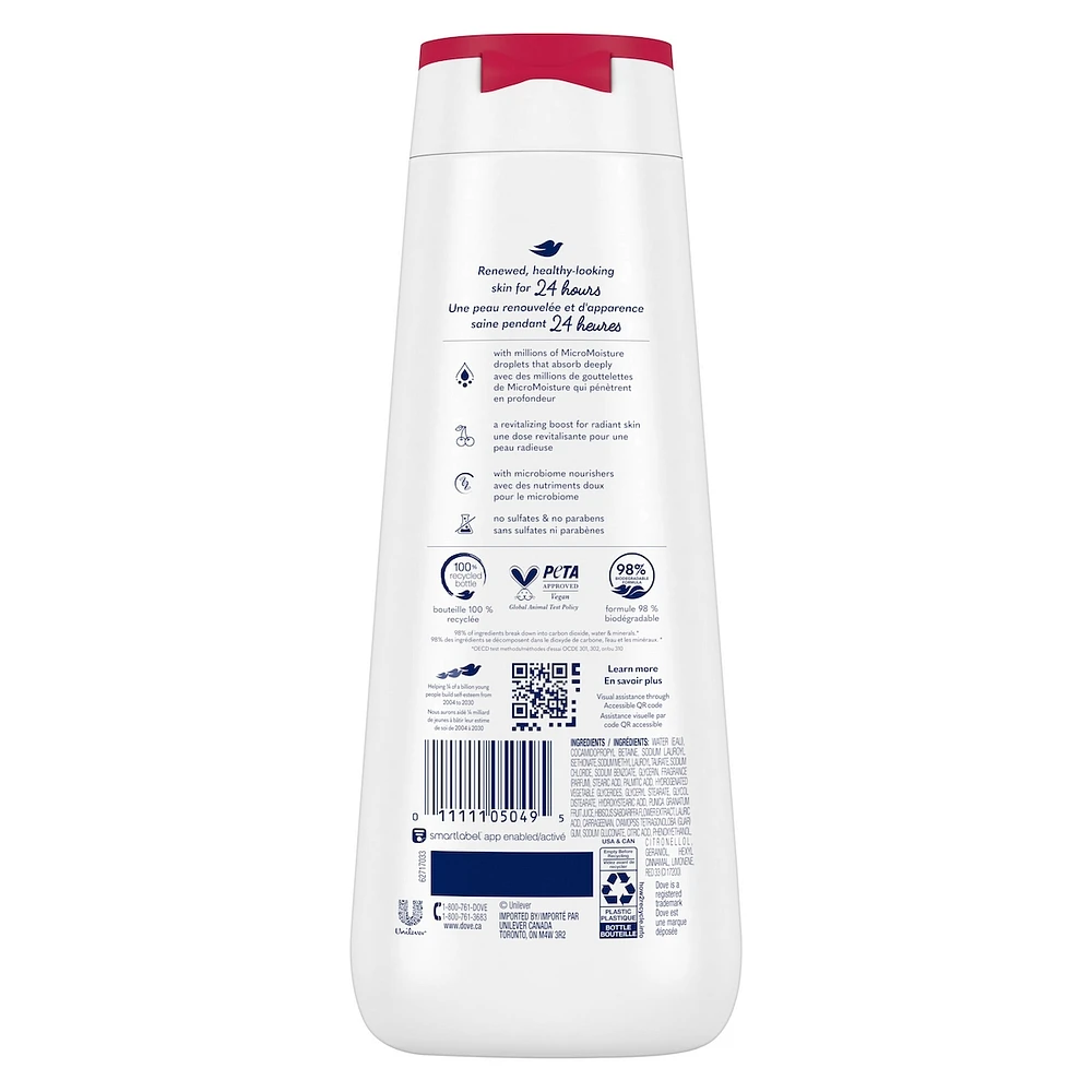 Body Wash for Renewed, Healthy-Looking Skin Revitalizing Cherry & Chia Milk Gentle Body Cleanser with 24hr Renewing MicroMoisture