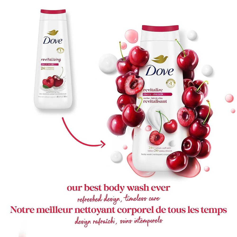 Body Wash for Renewed, Healthy-Looking Skin Revitalizing Cherry & Chia Milk Gentle Body Cleanser with 24hr Renewing MicroMoisture