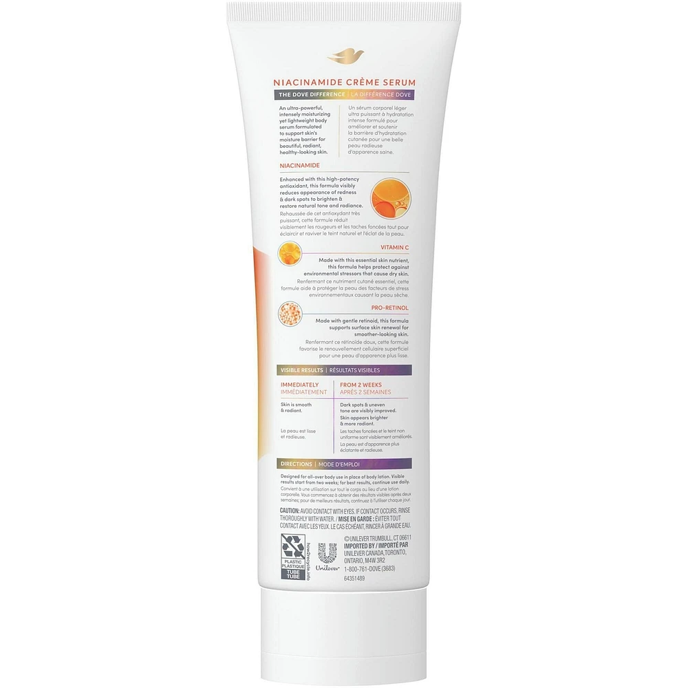 Dove   Cream Body Serum Niacinamide + Even Tone for Dark Spots and Uneven To Pro-Retinol and Shea Butter   237mL