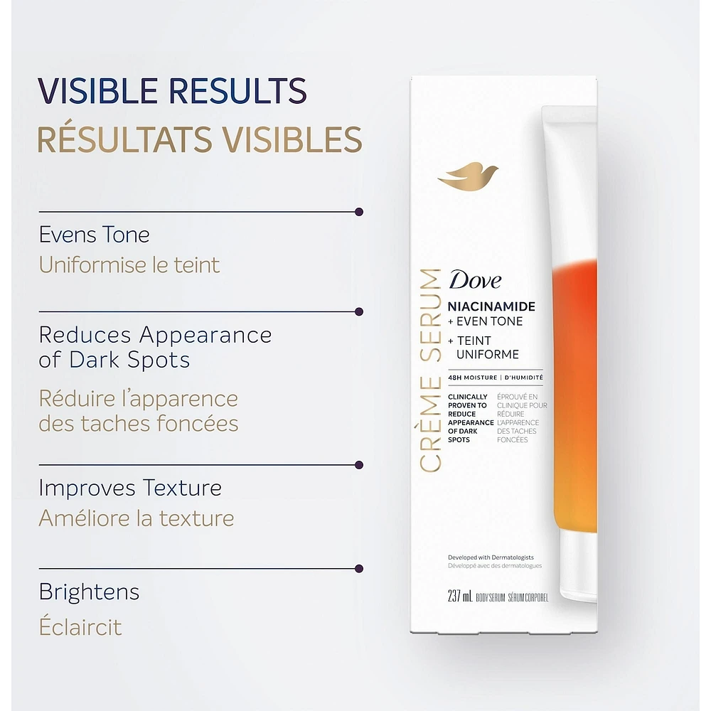 Dove   Cream Body Serum Niacinamide + Even Tone for Dark Spots and Uneven To Pro-Retinol and Shea Butter   237mL