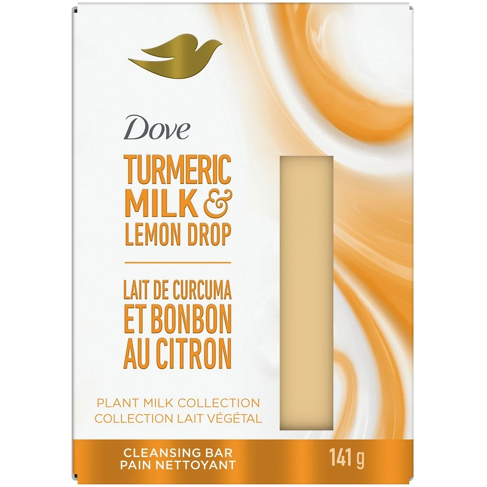 Dove Plant Milk Cleansing Bar Soap for Moisturized Skin Turmeric Milk & Lemon Drop Radiance Amplifier 141 g