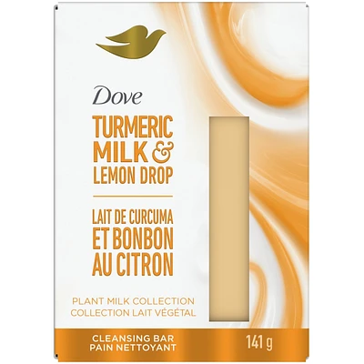 Dove Plant Milk Cleansing Bar Soap for Moisturized Skin Turmeric Milk & Lemon Drop Radiance Amplifier 141 g
