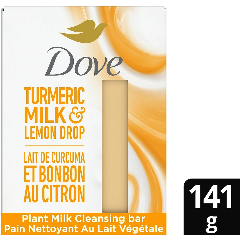 Dove Plant Milk Cleansing Bar Soap for Moisturized Skin Turmeric Milk & Lemon Drop Radiance Amplifier 141 g