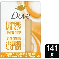 Dove Plant Milk Cleansing Bar Soap for Moisturized Skin Turmeric Milk & Lemon Drop Radiance Amplifier 141 g