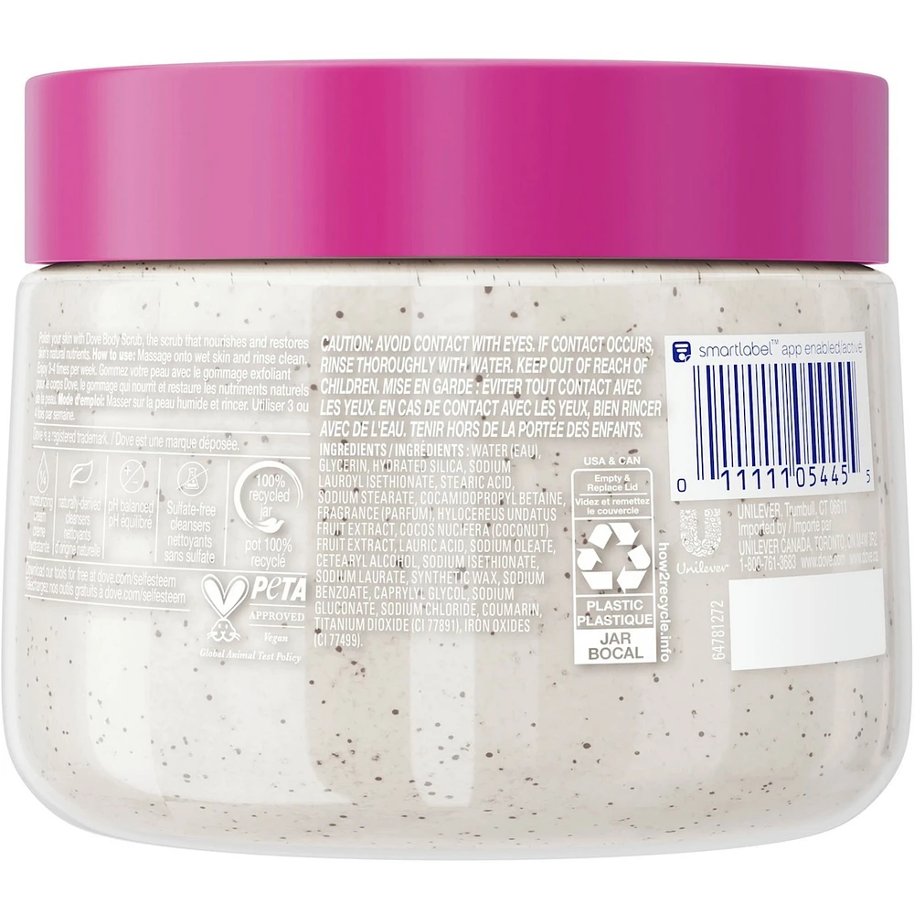 Dove  Body Scrub  For SIlky Smooth Skin Dragon Fruit & Coconut Cream Body Scrub Exfoliates and Provides Lasting Nourishment 425 g