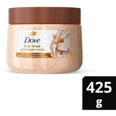 Dove  Body Scrub For Silky Smooth Skin, Brown Sugar & Coconut Butter Exfoliates & Restores Skin's Natural Nutrients, 425g