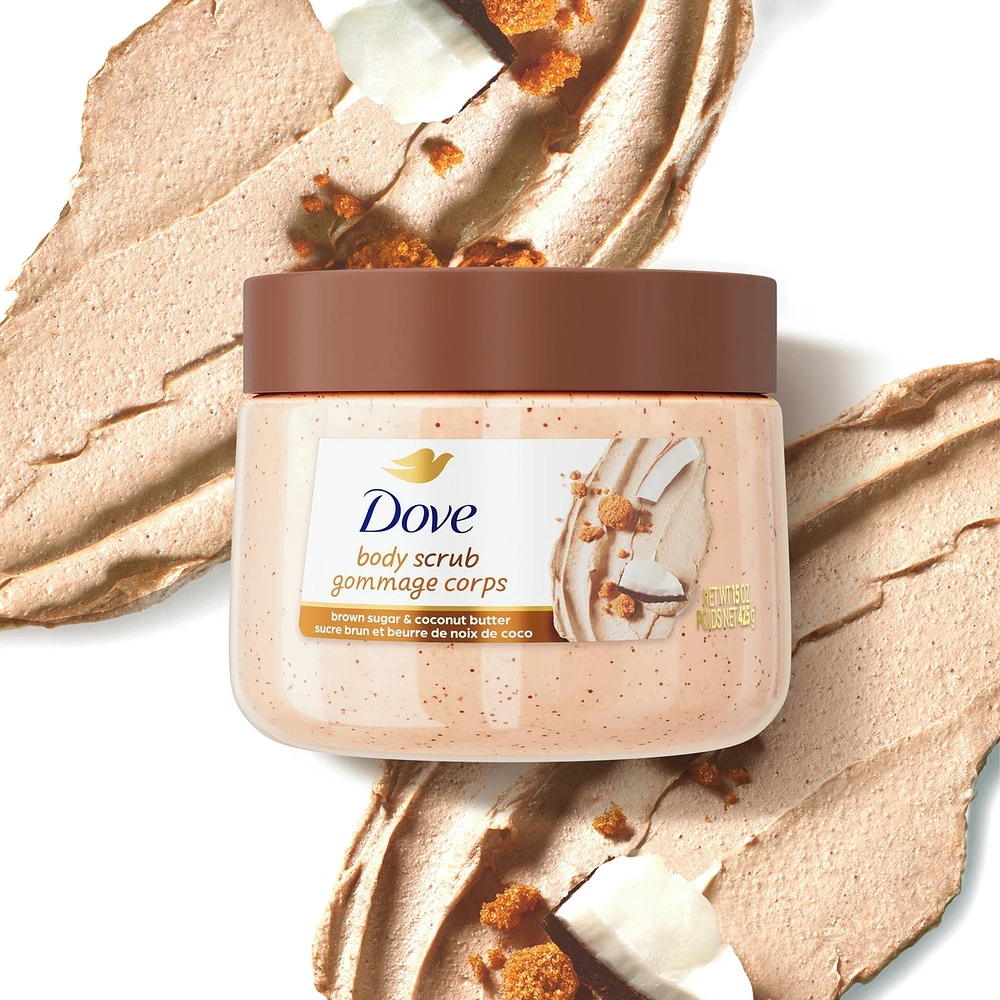 Dove  Body Scrub For Silky Smooth Skin, Brown Sugar & Coconut Butter Exfoliates & Restores Skin's Natural Nutrients, 425g