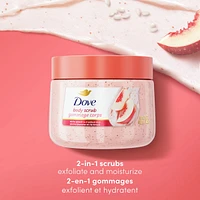 Dove  Body Scrub for Visibly Silky-Smooth, Nourished Skin, White Peach & Crushed Rice with ¼ Moisturizing Cream, 425g