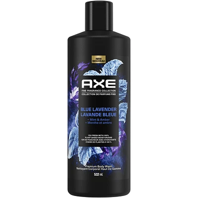 AXE Fine Fragrance Collection Body Wash For Men 12h Refreshing Scent Shower Gel Blue Lavender Infused with Lavender, Mint, and Amber Essential Oils, 532mL