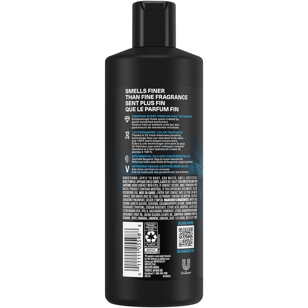 AXE Fine Fragrance Collection Body Wash For Men 12h Refreshing Scent Shower Gel Aqua Bergamot Infused with Bergamot, Sage, and Juniper Essential Oils, 532mL