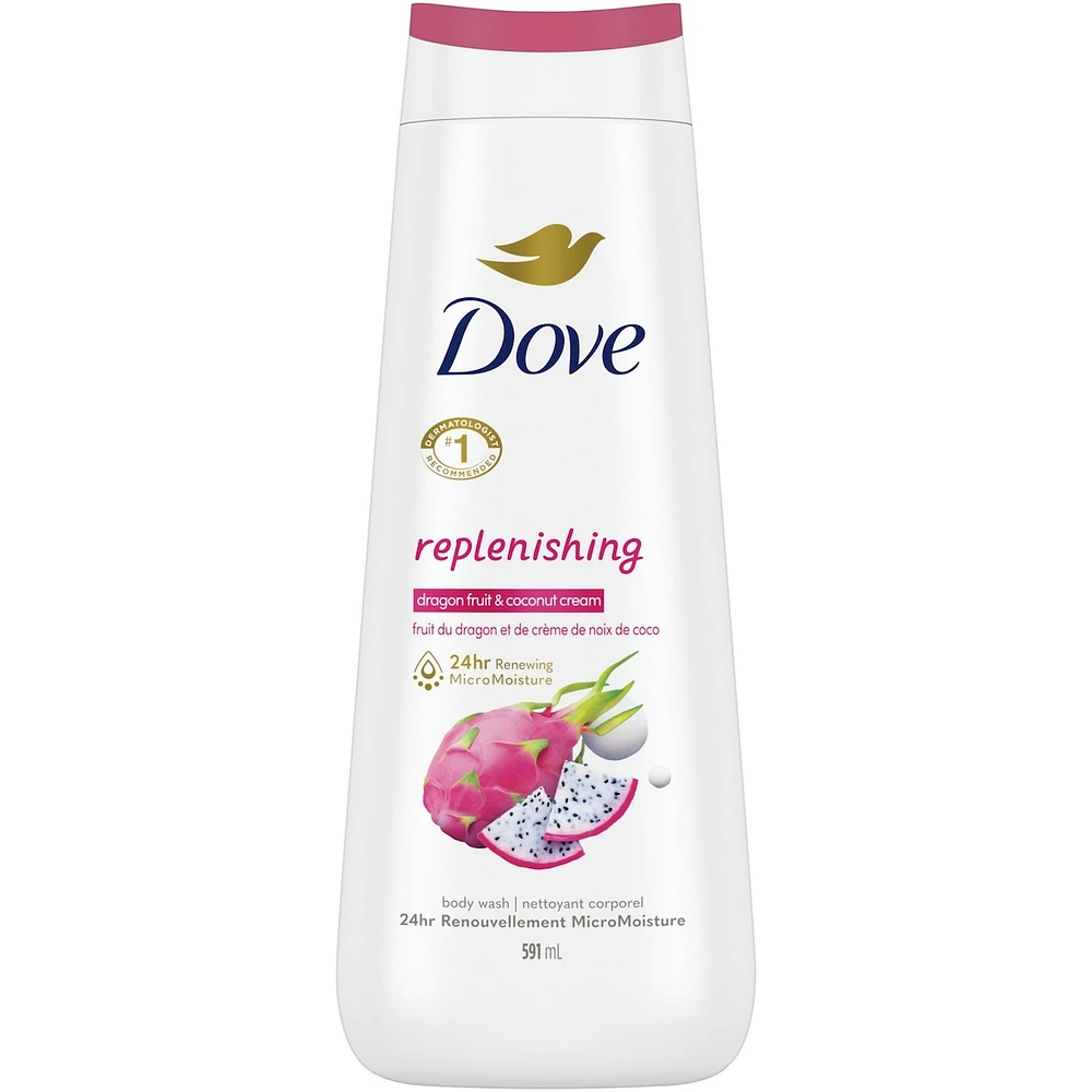 Dove  Body Wash for Healthy Looking Skin, Replenishing Dragon Fruit & Coconut Cream, with 24hr Renewing MicroMoisture, 591 ml