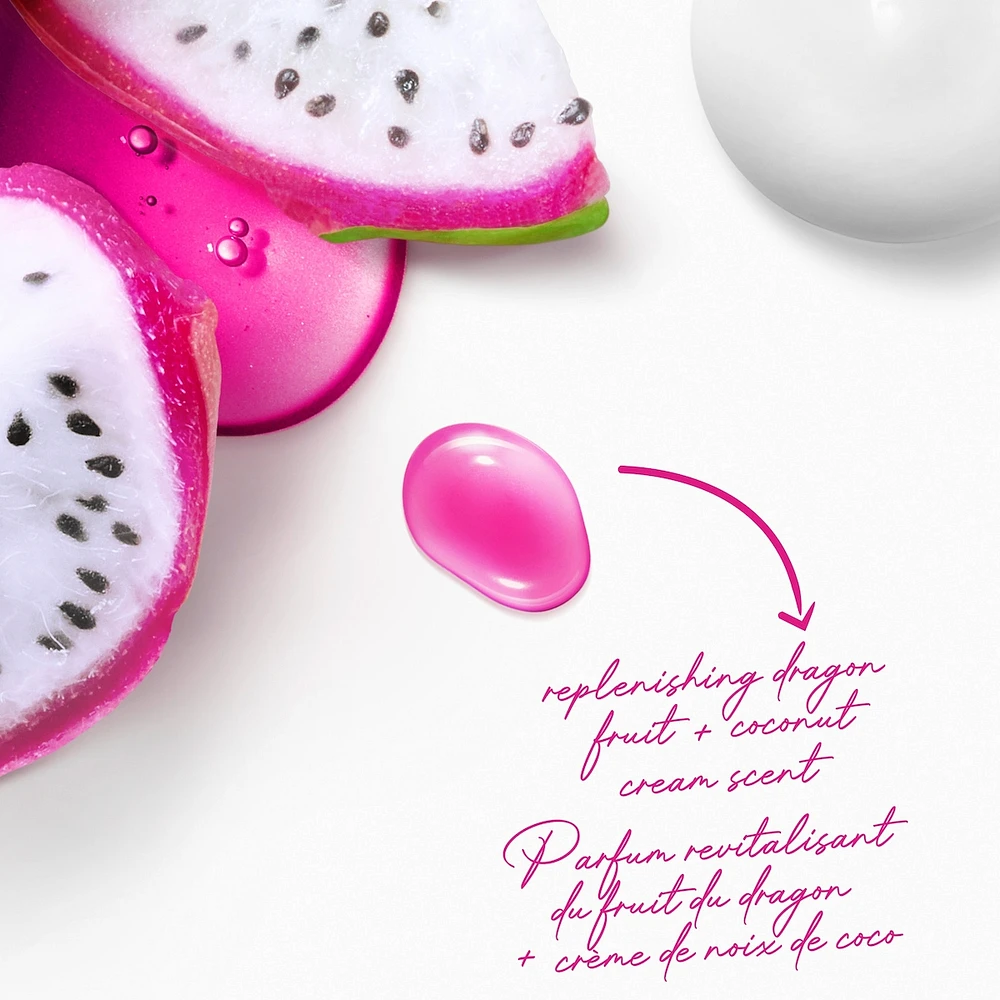 Dove  Gel douche pour une peau d'apparence saine, Reconstituant aux fruits du dragon et à la crème de noix de coco, avec MicroMoisture renouvelant pendant 24 heures, 591 ml