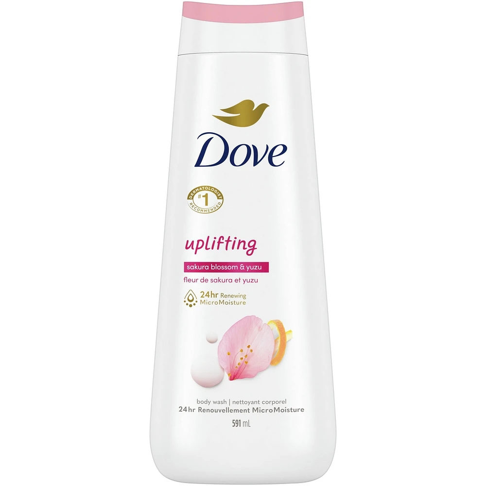 Dove  Body Wash for Hydrated, Healthy Looking Skin, Uplifting Sakura Blossom & Yuzu, with 24hr Renewing MicroMoisture, 591 ml