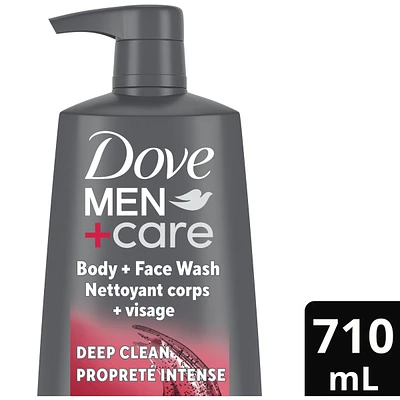 Dove Men+Care Exfoliating Deep Clean Body and Face Wash with 24-Hour Nourishing Micromoisture Technology Body Wash for Men  with Pump 710 ml