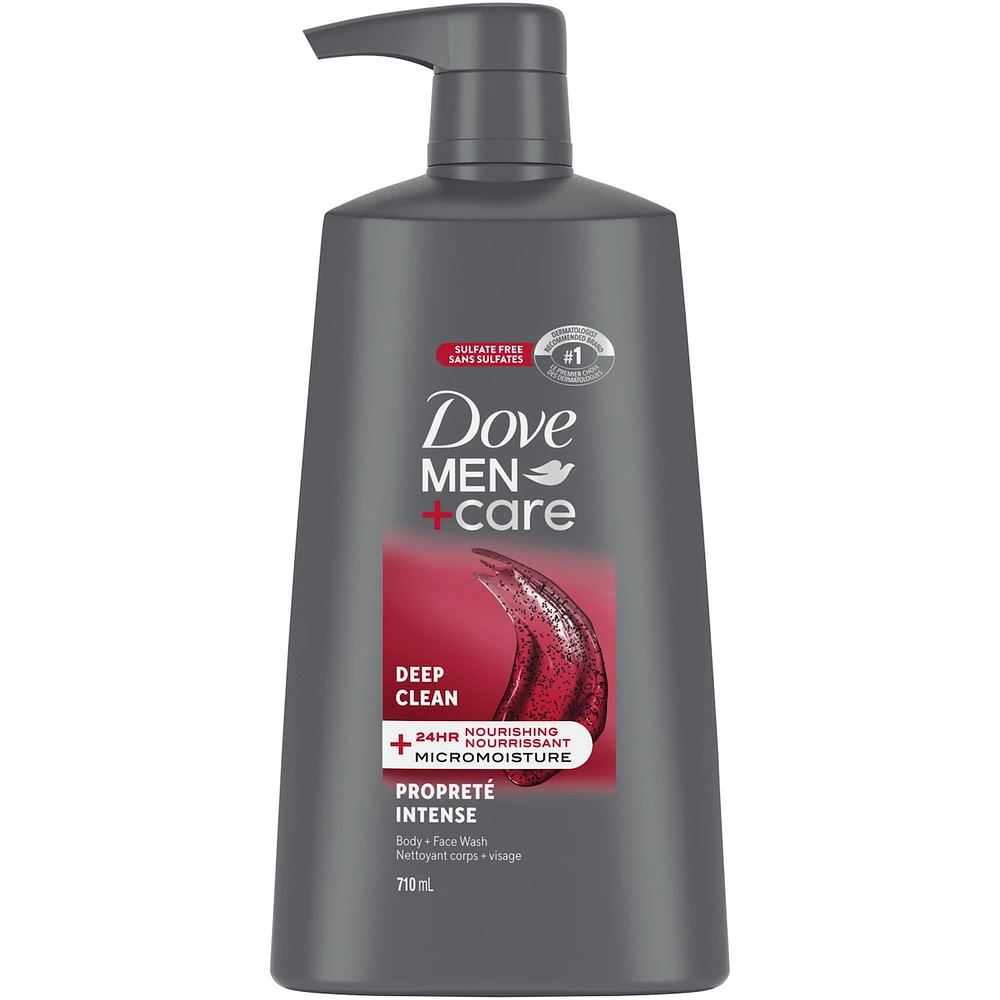 Dove Men+Care Exfoliating Deep Clean Body and Face Wash with 24-Hour Nourishing Micromoisture Technology Body Wash for Men  with Pump 710 ml