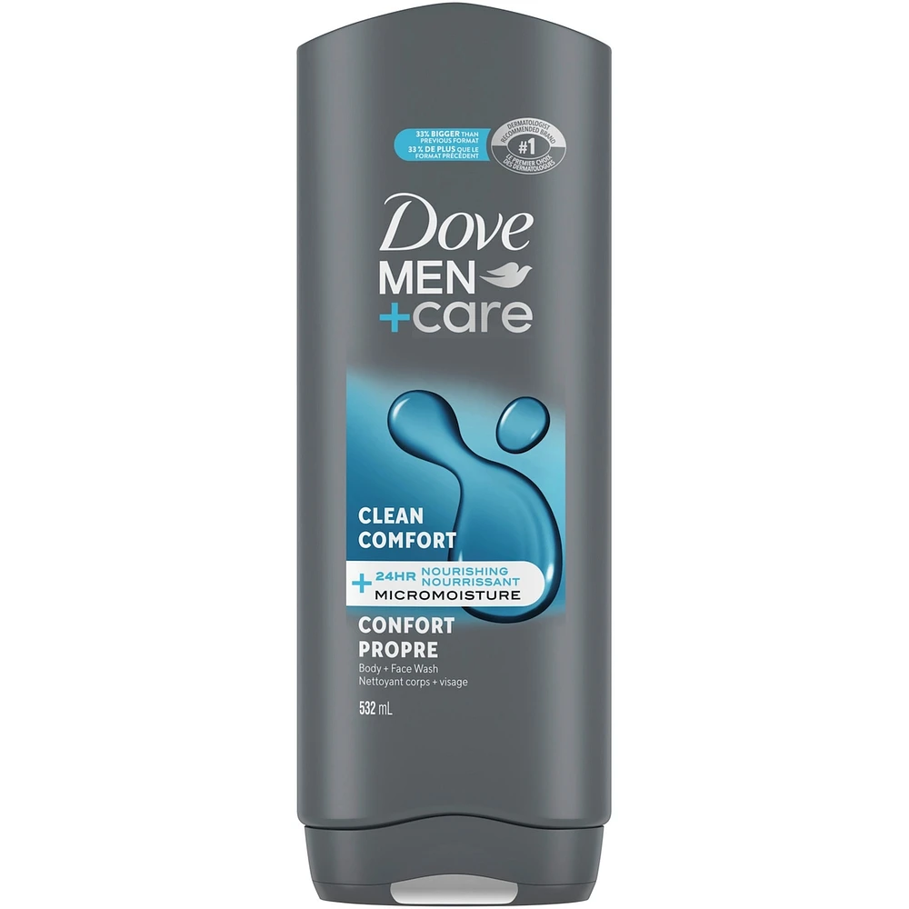 Dove Men+Care Hydrating Clean Comfort Body and Face Wash for Men with 24-Hour Nourishing Micromoisture Technology   532 ml