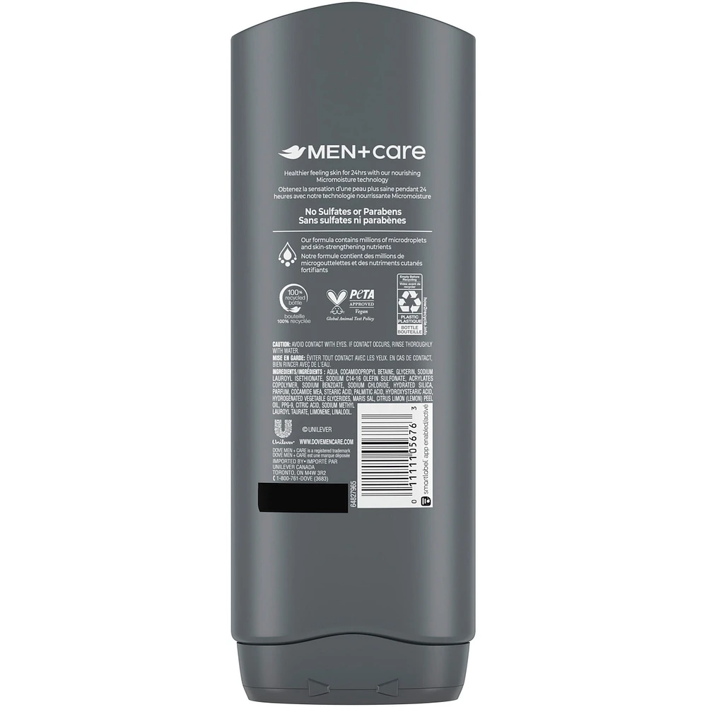 Dove Men+Care  Body and Face Wash for Men, Exfoliating Sea Salt + Citrus with 24-Hour Nourishing Micromoisture Technology, 532 ml