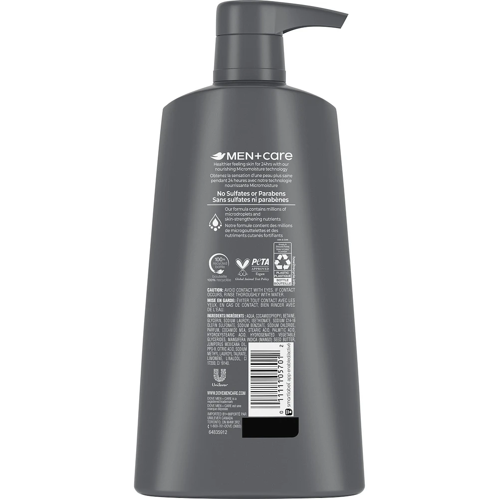 Dove Men+Care Rejuvenating Mango + Cedarwood Body and Face Wash for Men, Mango & Cedarwood with 24-Hour Nourishing Micromoisture Technology, with pump, 710mL