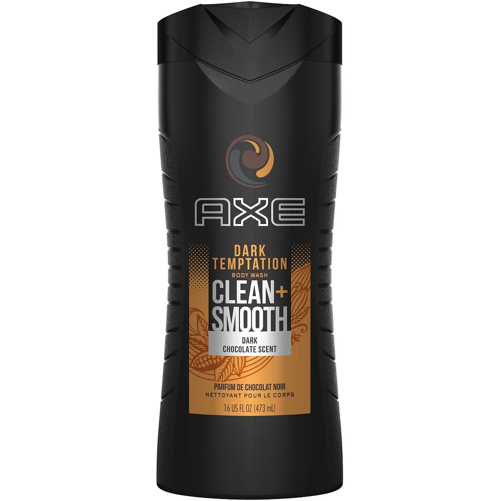 AXE Dual Action Body Wash for Long Lasting freshness Dark Temptation Men's Moisturizing Shower Gel with 100% Plant-based Prebiotics, No Parabens, Dermatologist tested 473 ml