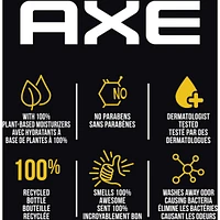 AXE  Dual Action Body Wash for Long Lasting freshness Dark Temptation Men's Moisturizing Shower Gel with 100% Plant-based Prebiotics, No Parabens, Dermatologist tested 473 ml