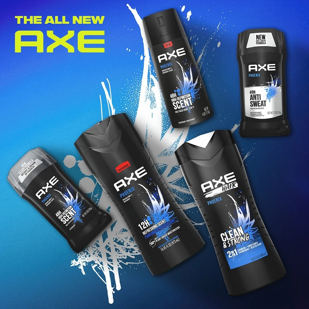 AXE  Dual Action Body Wash for Long-Lasting Freshness Phoenix Crushed Mint & Rosemary Scent Men's Moisturizing Shower Gel 473 ml