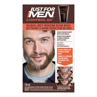 Just For Men Control GX Grey Reducing Beard Wash, Gradually Colors Mustache and Beard