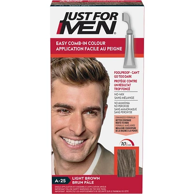 Just For Men Easy Comb-In Color, Hair Coloring for Men with Comb Applicator - Medium Brown, A-35