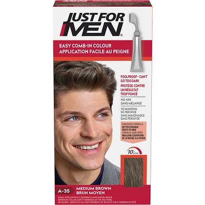 Just For Men Easy Comb-In Color, Hair Coloring for Men with Comb Applicator - Light Brown, A-25
