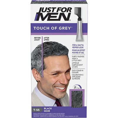 Just For Men Touch of Gray, Hair Coloring with Comb Applicator, Great for a Salt and Pepper Look - Black, T-55