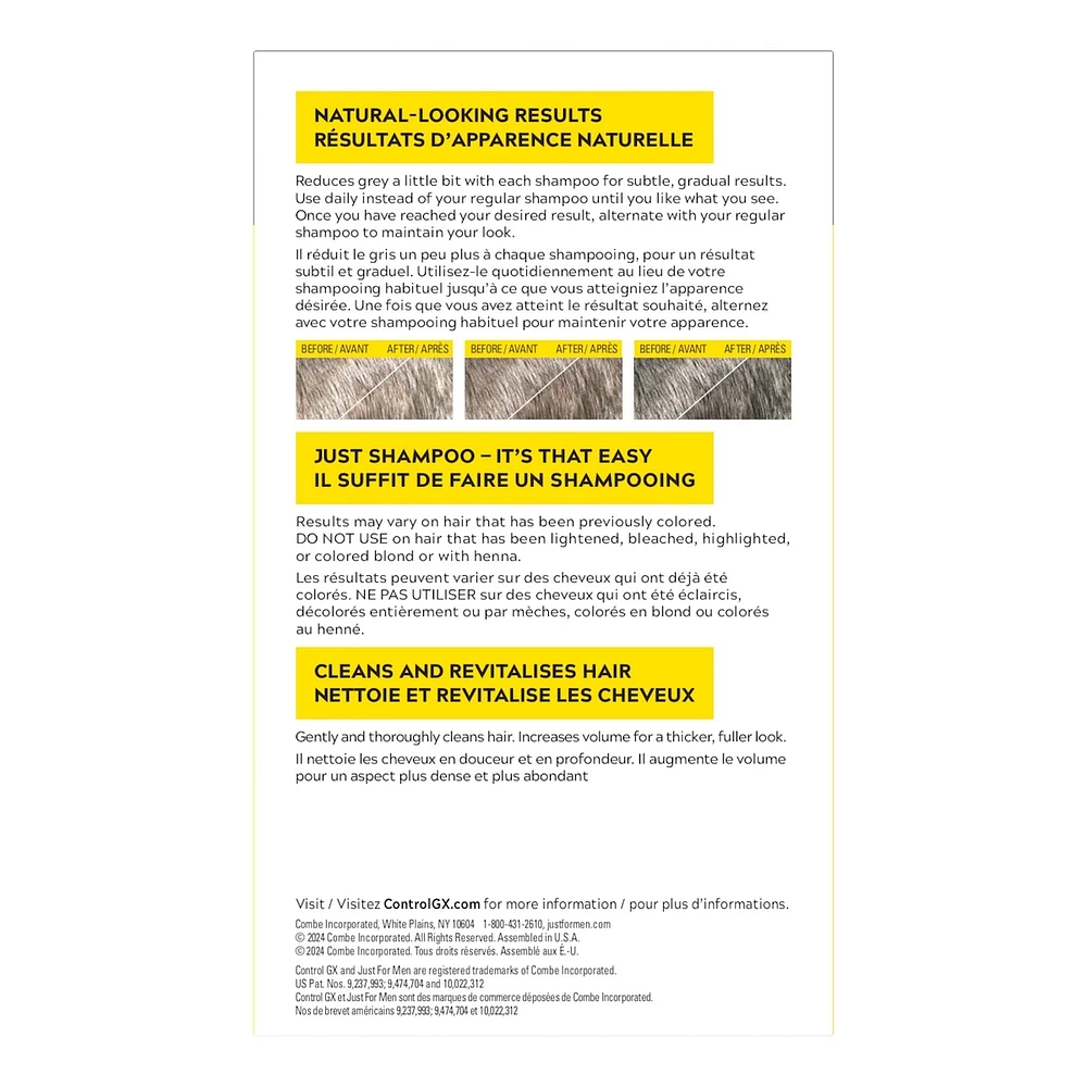 Shampooing réducteur de gris pour cheveux clairs Just For Men Control GX