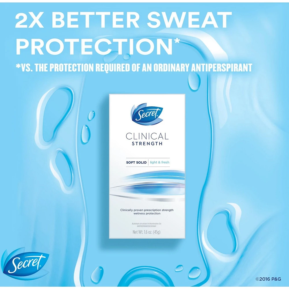 Secret Clinical Antiperspirant and Deodorant Soft Solid , Light & Fresh, 45g