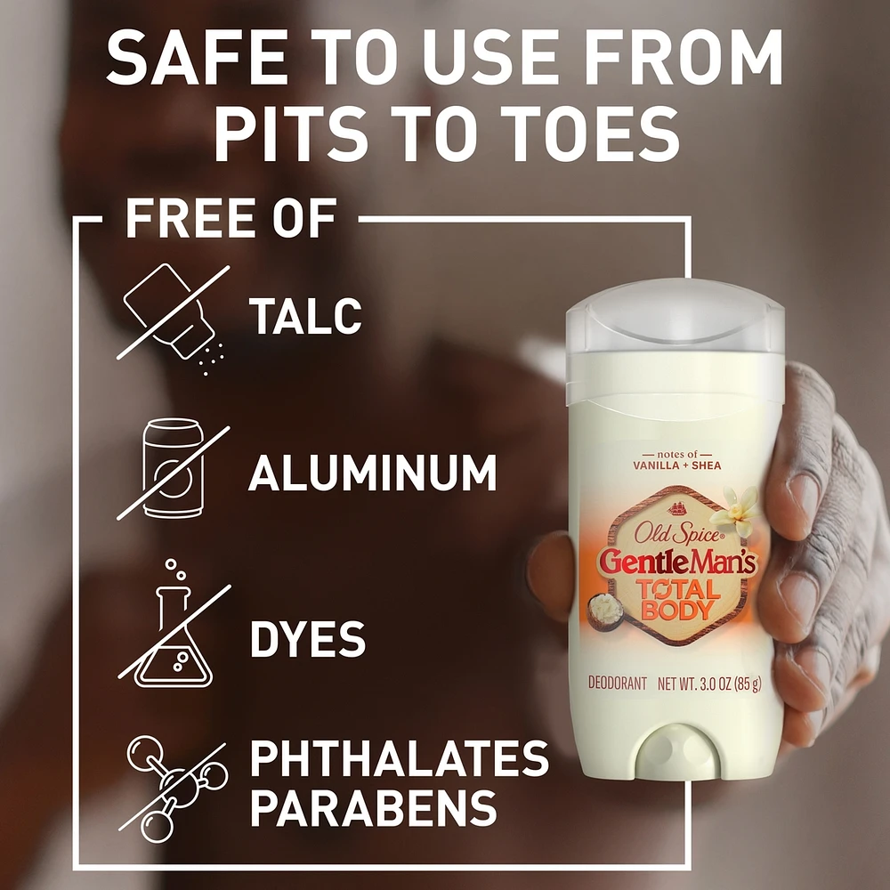 Total Body Deodorant Aluminum Free Vanilla + Shea Butter, 24/7 Freshness From Pits to Toes and Down Below / Dermatologist Tested Full Body Deodorant Stick
