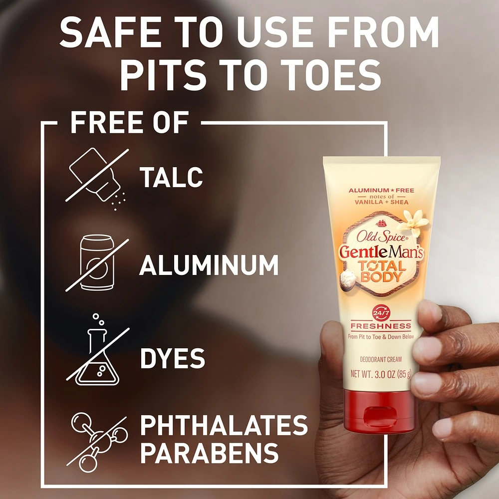 Total Body Deodorant Aluminum Free Cream Vanilla + Shea, 24/7 Freshness From Pits to Toes and Down Below // Dermatologist Tested Full Body Deodorant