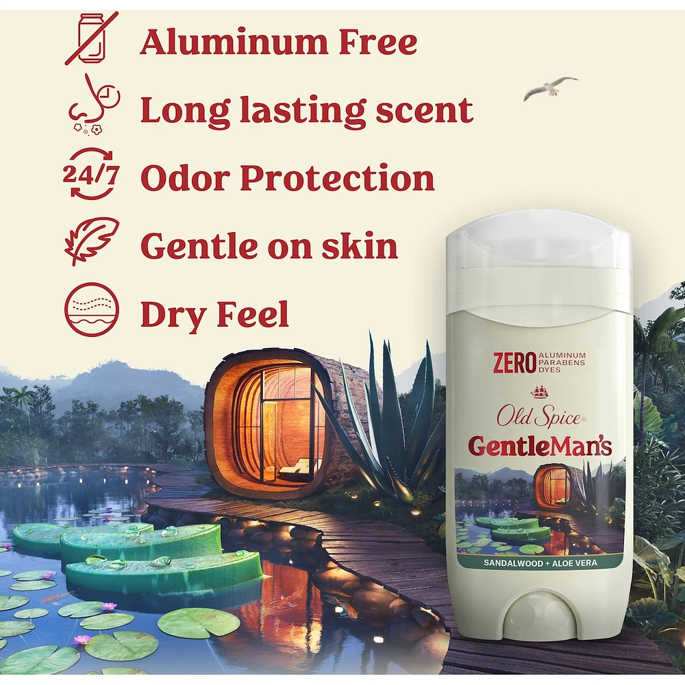 GentleMan's Collection Deodorant, Sandalwood + Aloe, Aluminum Free