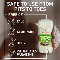 Whole Body Deodorant Stick, Aluminum Free Total Body Deodorant, Fiji Scent, 24/7 Freshness From Pits to Toes and Down Below // Dermatologist Tested