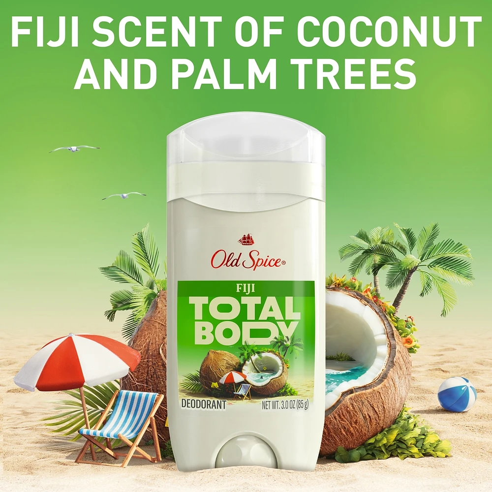 Whole Body Deodorant Stick, Aluminum Free Total Body Deodorant, Fiji Scent, 24/7 Freshness From Pits to Toes and Down Below // Dermatologist Tested