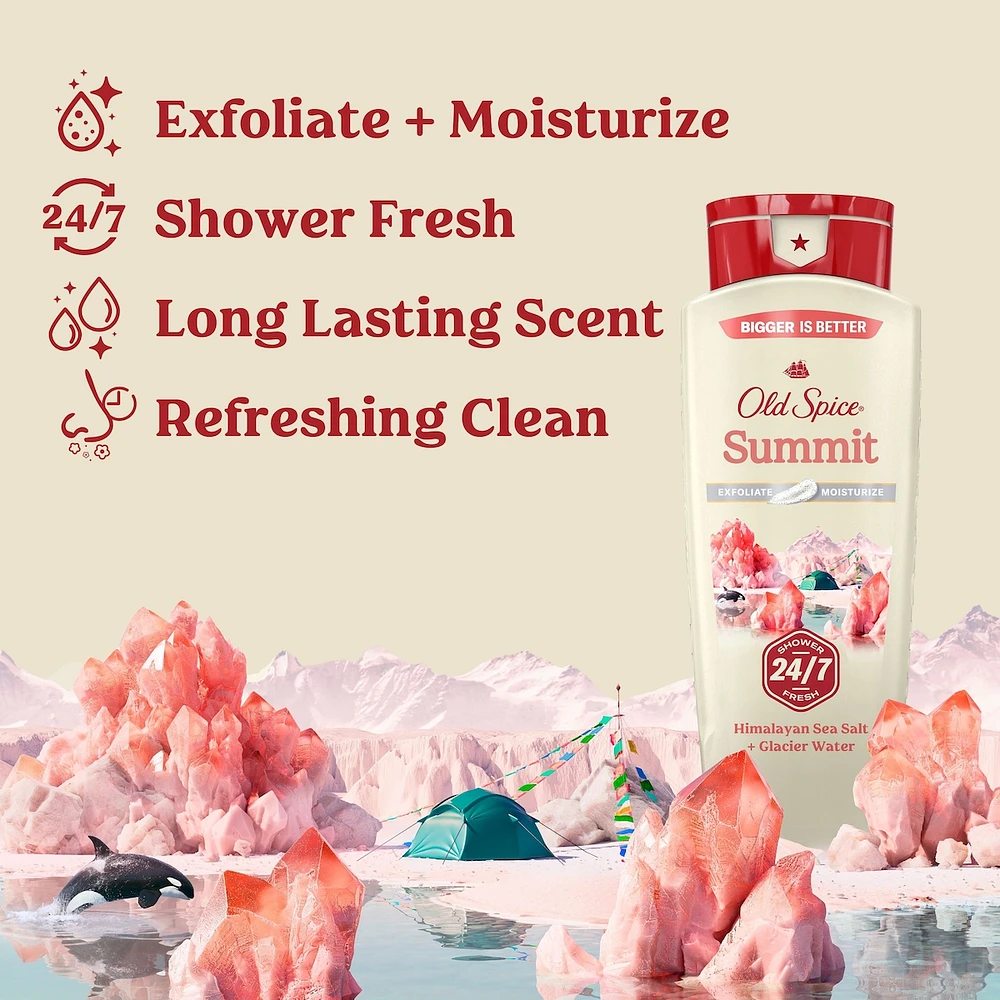 Men's Body Wash for Men, Summit Scent, 24/7 Shower Fresh, Exfoliation + Moisturization