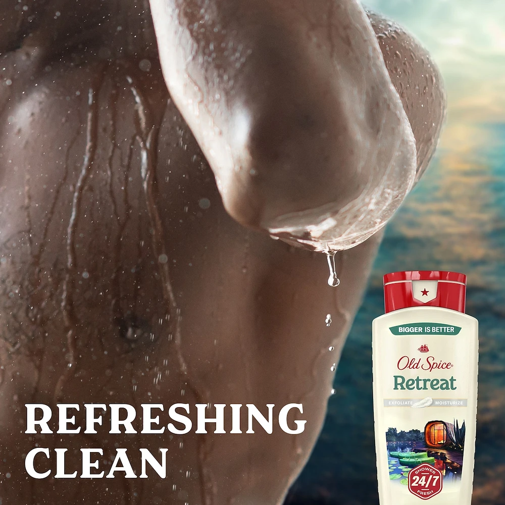 Men's Body Wash for Men, Retreat Scent, 24/7 Shower Fresh, Exfoliation + Moisturization