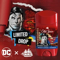 Antisudorifique et désodorisant pour hommes, fraîcheur 24heures sur 24, 7jours sur 7, protection longue durée contre la transpiration et les odeurs, sentez comme un héros, Superman, parfum Agrumes vifs et cosmos, 73g
