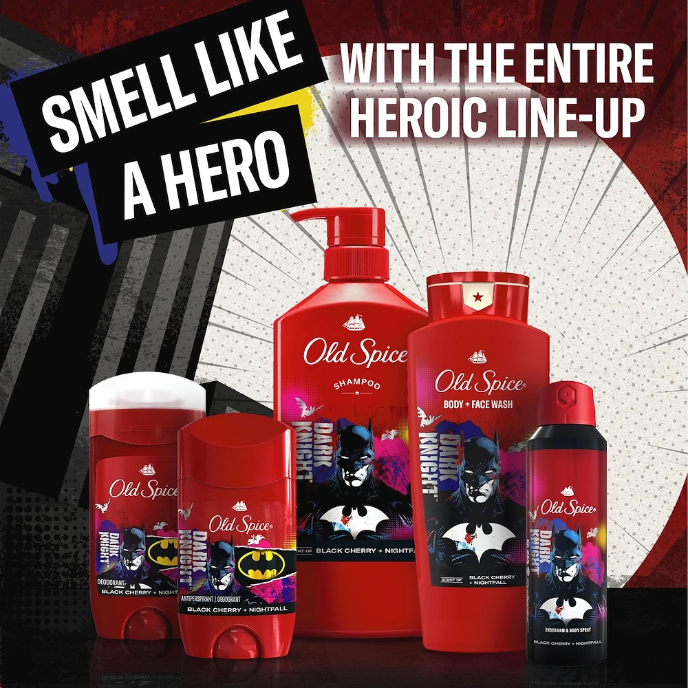 Aluminum Free Deodorant for Men, 24/7 Freshness, Long Lasting Odor Protection, Smell Like a Hero, Batman, Black Cherry and Nightfall Scent