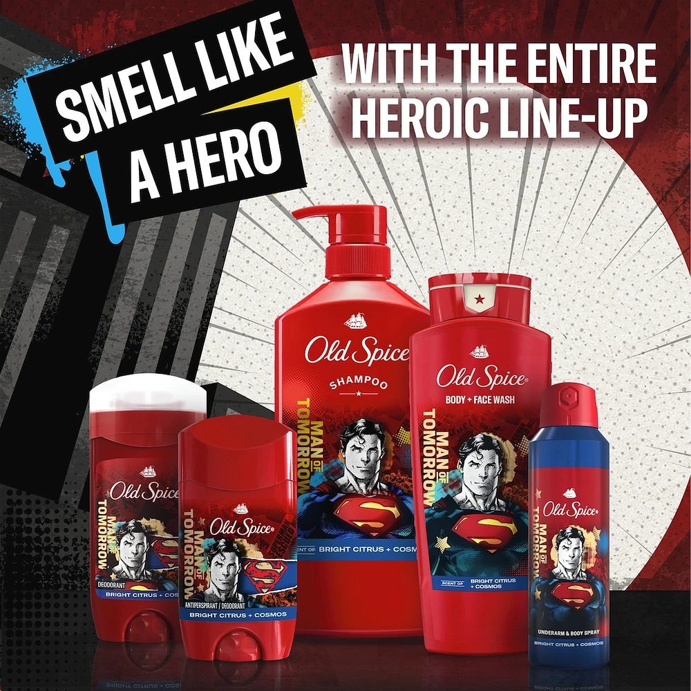 Aluminum Free Deodorant for Men, 24/7 Freshness, Long Lasting Odor Protection, Smell Like a Hero, Superman, Bright Citrus and Cosmos Scent